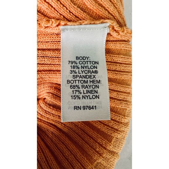 J. Jill Orange Ribbed Ruffle Edge Tee Top Blouse Large - Picture 14 of 16